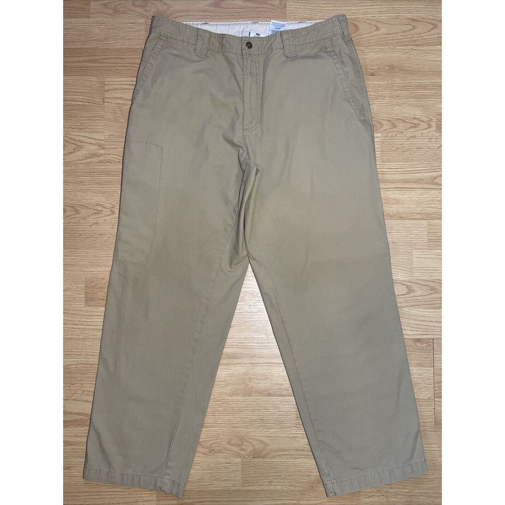 Columbia Mens Beige Hiking Khaki Pants GPS Hidden Cell Phone 6 Pocket Size 34x30
